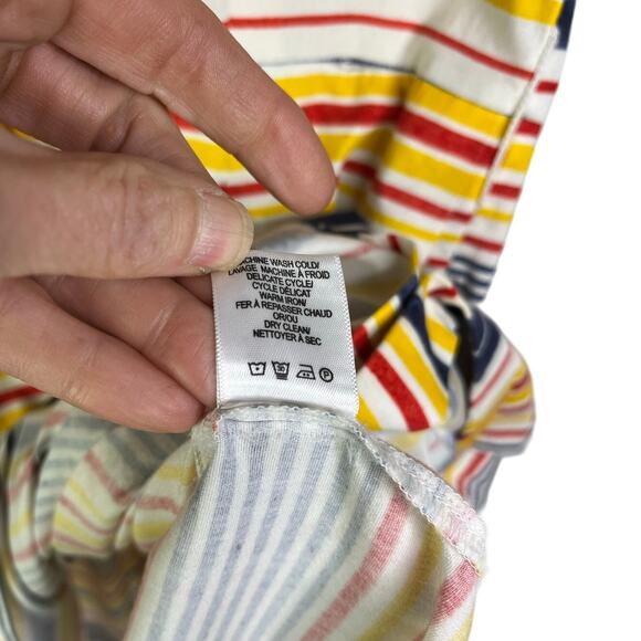 Frances Valentine Midi Dress Medium Multi-color Striped Button Front w/2 Belts - Picture 9 of 10